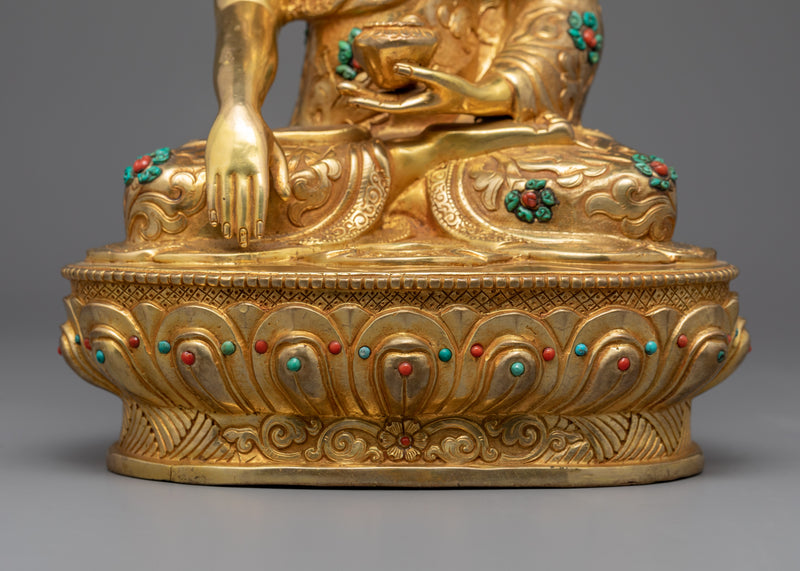 Tibetan Shakyamuni Buddha Statue | Gold-Gilded Statue For Meditation