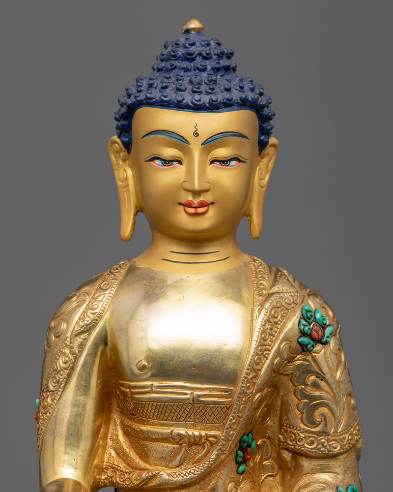 Tibetan Shakyamuni Buddha Statue | Gold-Gilded Statue For Meditation