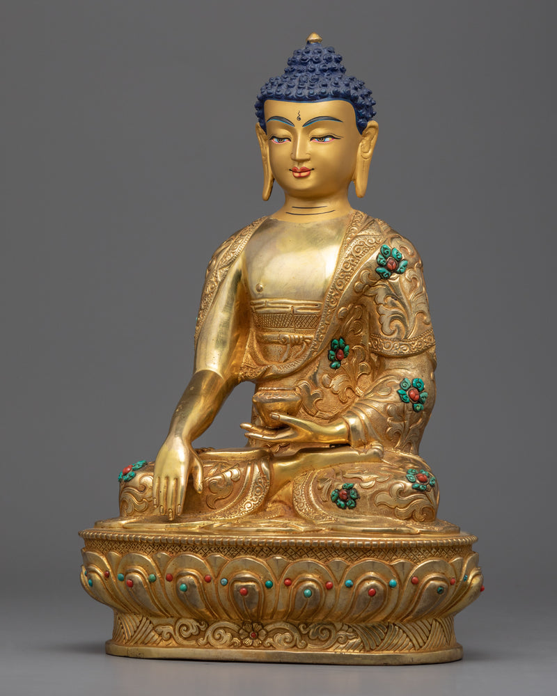 Tibetan Shakyamuni Buddha Statue | Gold-Gilded Statue For Meditation