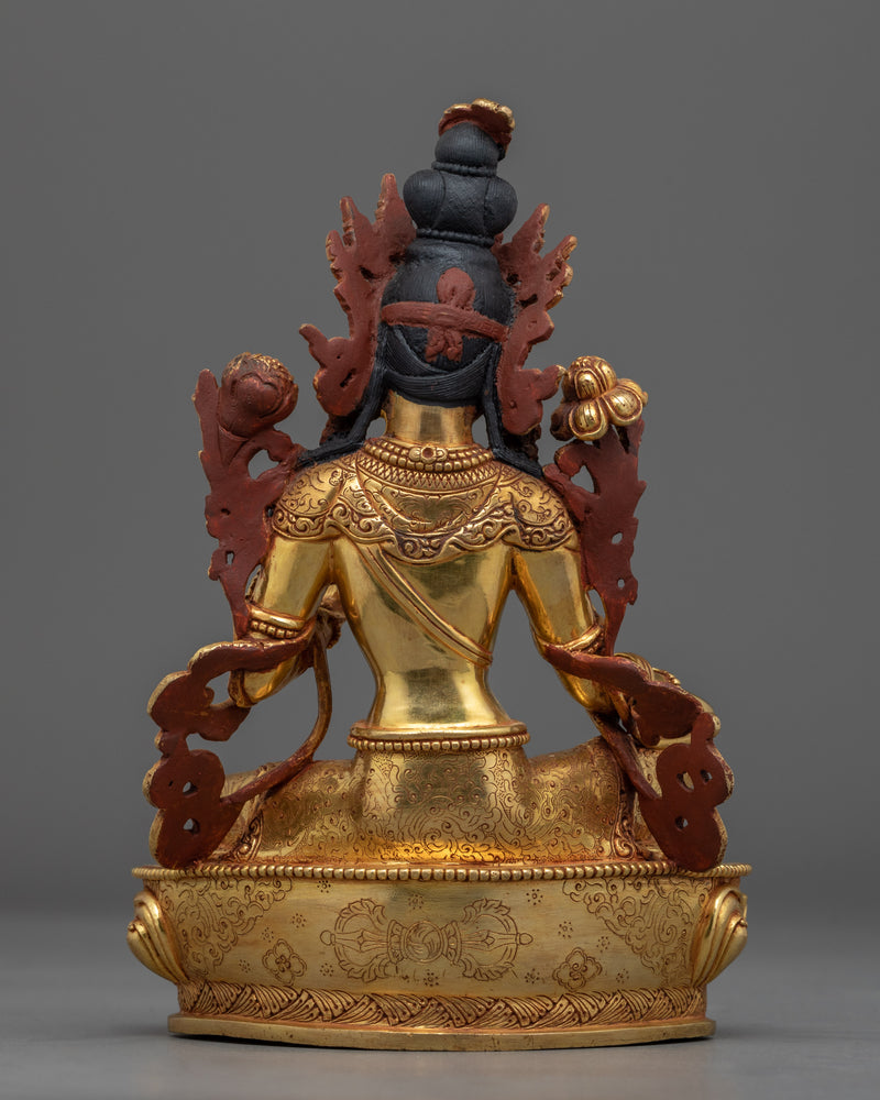 Green Tara, Female Bodhisattva of Compassion Statue | Tibetan Art Plated with Gold