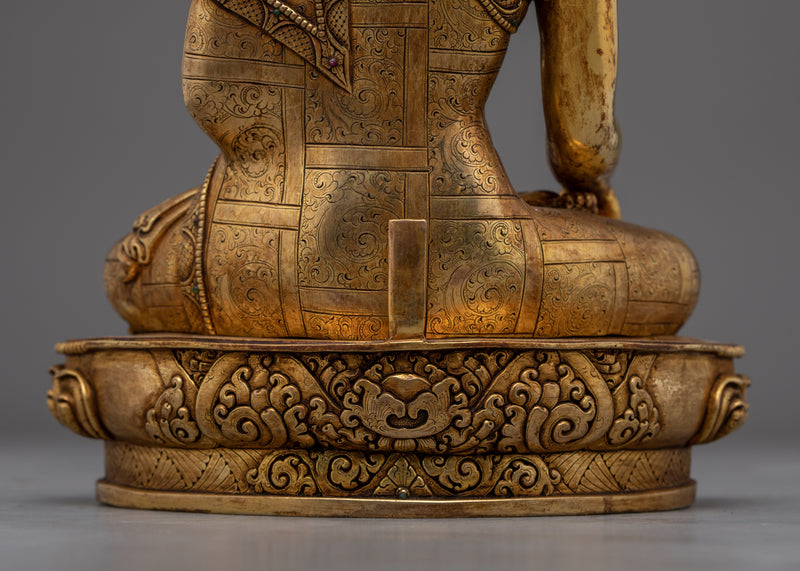 Crowned Buddha Shakyamuni Statue | Traditional Buddhist Statue with an Antique Finish