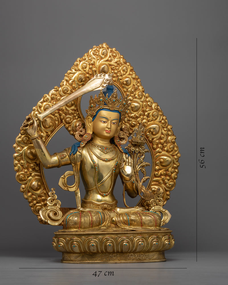 Manjushri Prayer Practice Statue | Sword Wielding Bodhisattva of Wisdom Statue