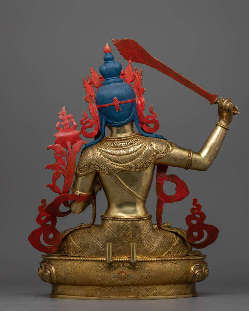 Manjushri Prayer Practice Statue | Sword Wielding Bodhisattva of Wisdom Statue