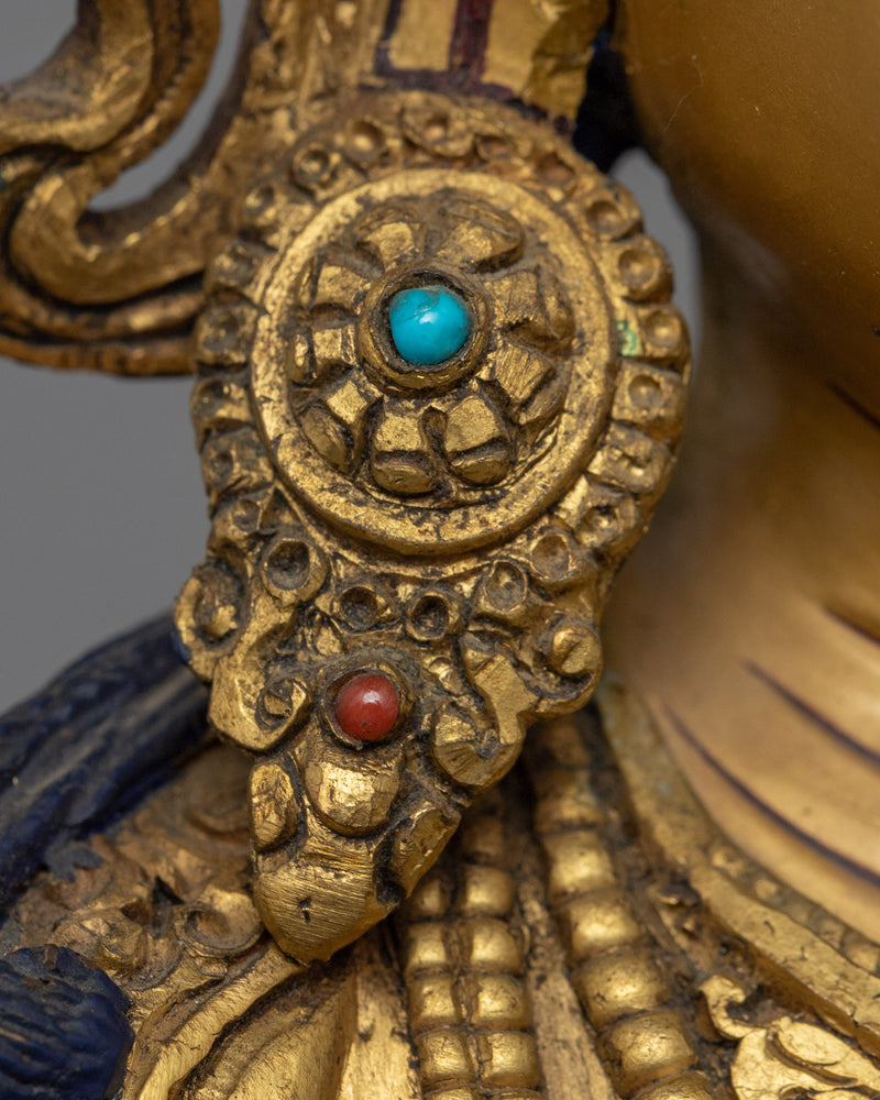 Bodhisattva Manjushri, of Wisdom Statue | Gold Gilded Buddhist Art