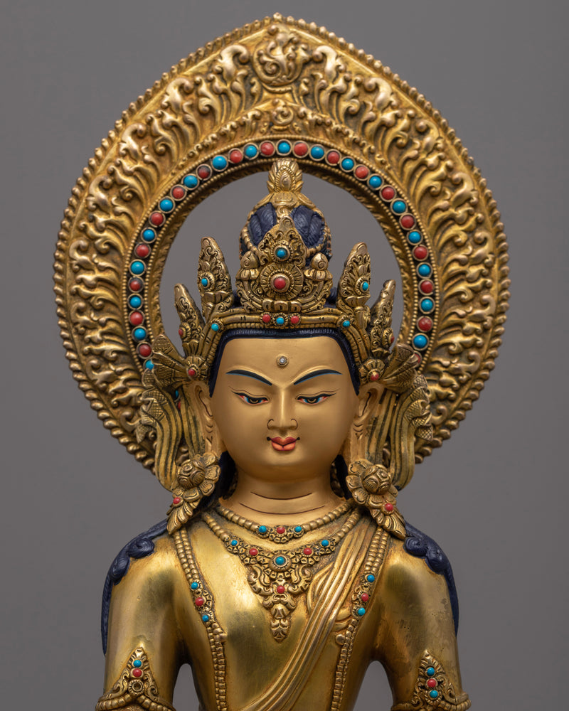 Gold Gilded Three Buddha Statues | Medicine Buddha, Shakyamuni Buddha, Amitabha Buddha