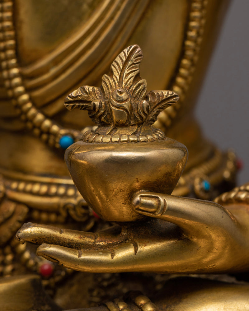 Gold Gilded Three Buddha Statues | Medicine Buddha, Shakyamuni Buddha, Amitabha Buddha