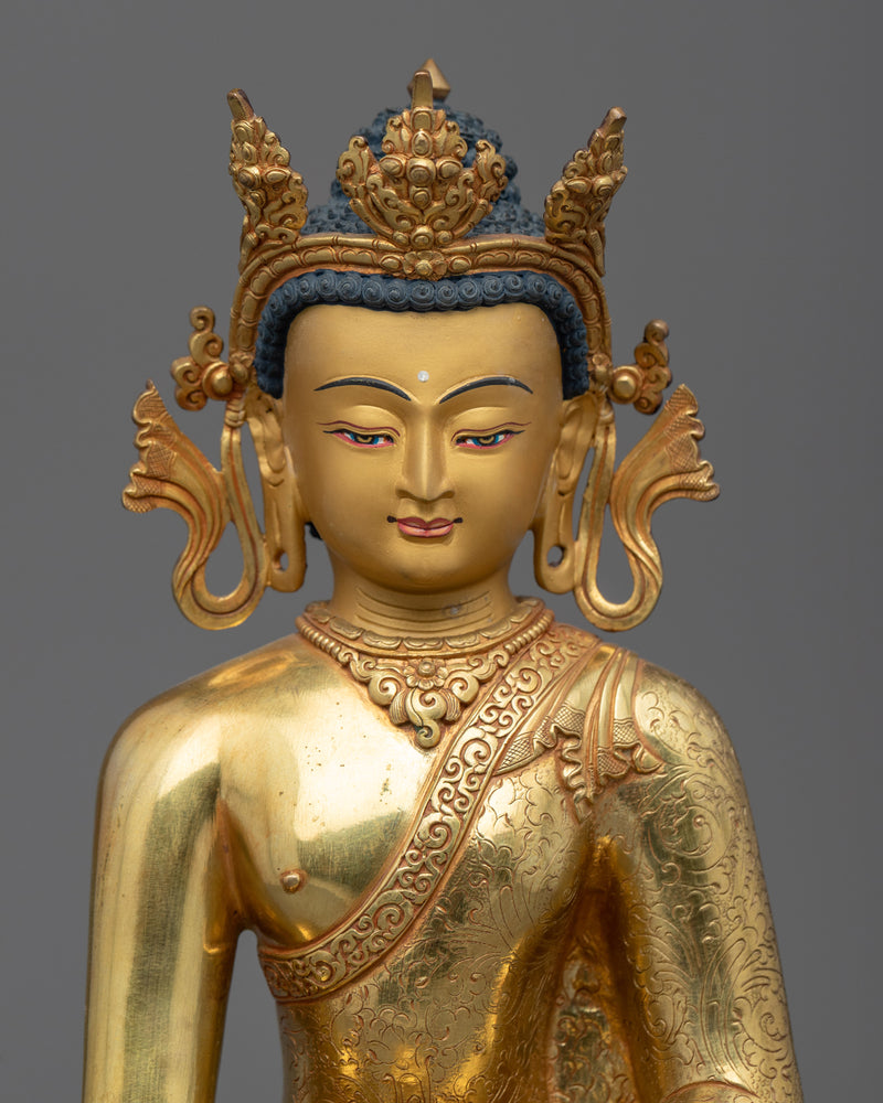 Crowned Buddha Shakyamuni Kadampa Statue | Himalayan Buddhist Art