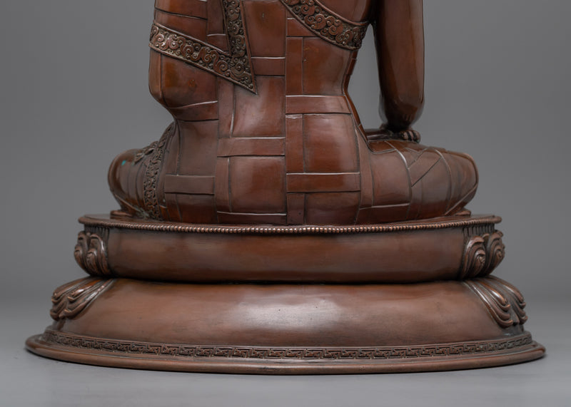 Hand-Carved Buddha Shakyamuni Sculpture | Oxidized Copper Buddhist Statue