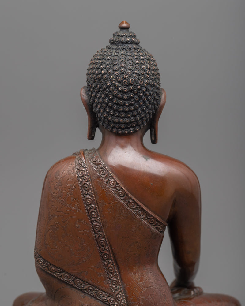 Statue of the Historical Buddha Shakyamuni |  Buddhist Oxidized Copper Statue