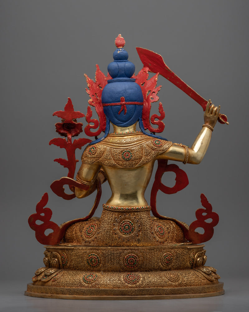 Kadampa Manjushri Statue for Meditation and Ritual | Hand-Carved Bodhisattva Statue