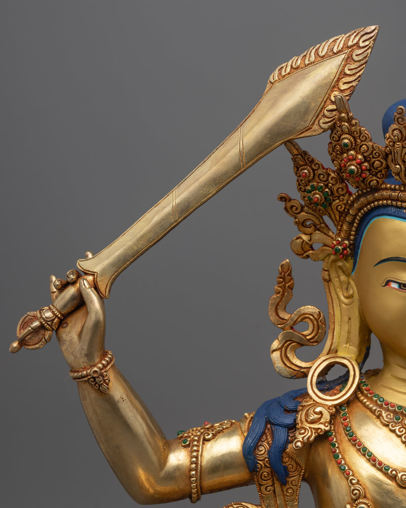 Kadampa Manjushri Statue for Meditation and Ritual | Hand-Carved Bodhisattva Statue