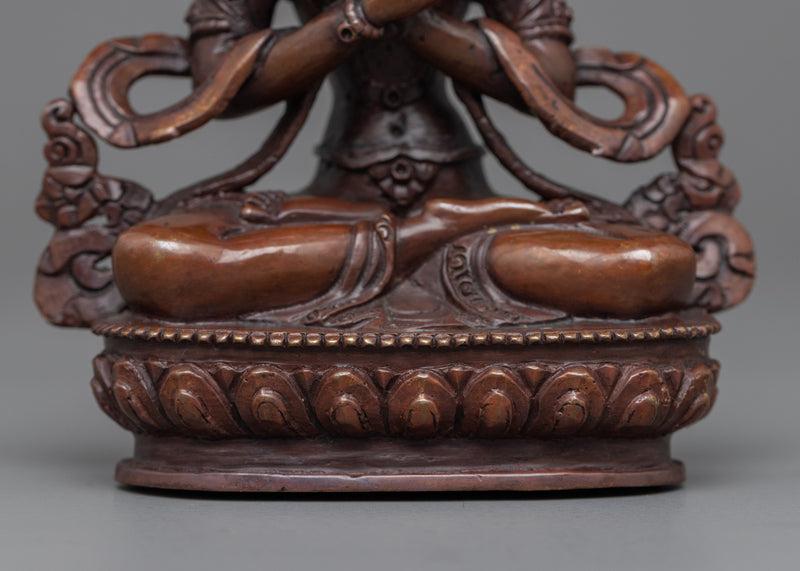 Handcrafted Vajradhara Statue | Buddhist Oxidized Copper Statue