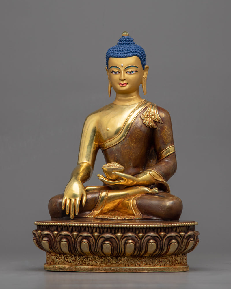 Shakyamuni Buddha in Meditation Sculpture | Historical Buddha Gold Gilded Statue