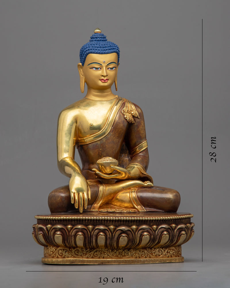 Shakyamuni Buddha in Meditation Sculpture | Historical Buddha Gold Gilded Statue