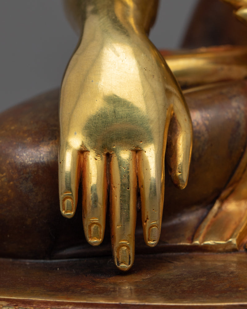 Shakyamuni Buddha in Meditation Sculpture | Historical Buddha Gold Gilded Statue