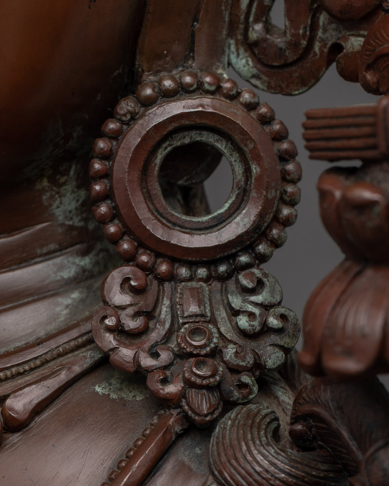 Manjushri Bodhicitta Prayer Practice Statue |  Buddhist Oxidized Copper Statue