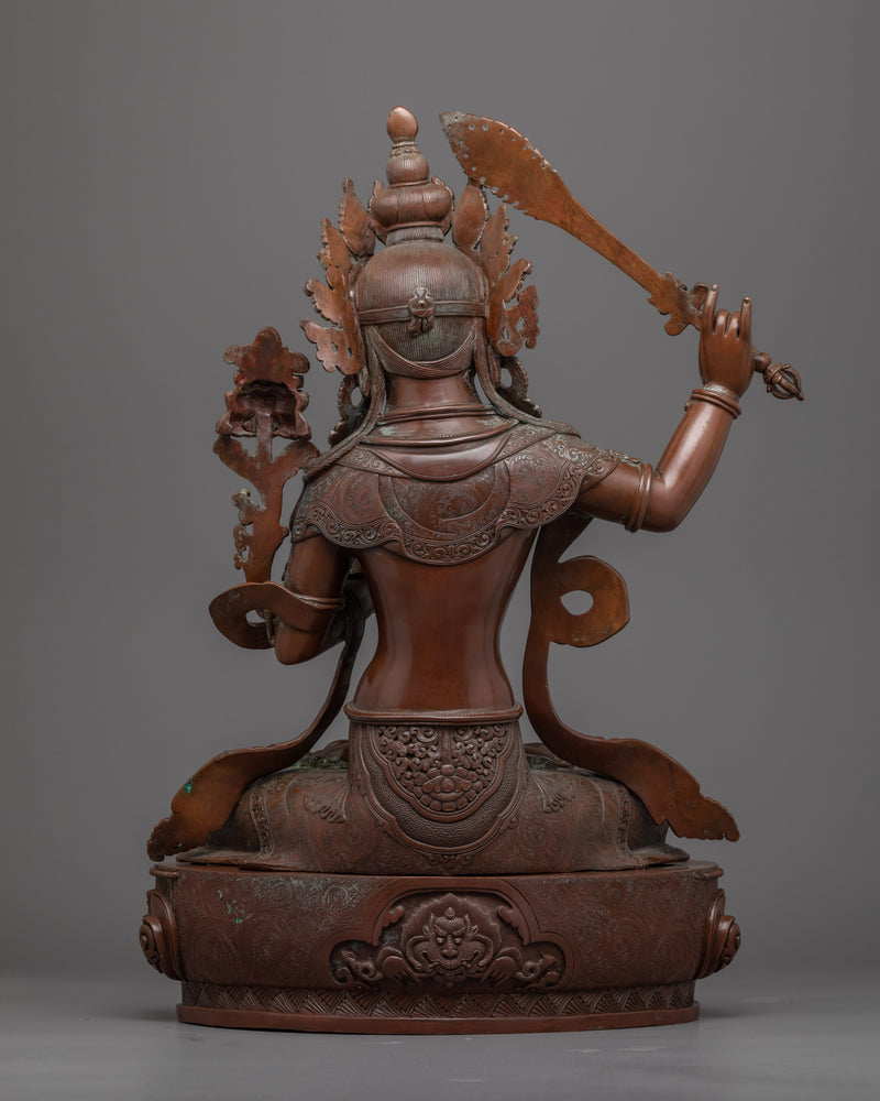 Manjushri Bodhicitta Prayer Practice Statue |  Buddhist Oxidized Copper Statue