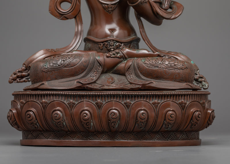 Manjushri Bodhicitta Prayer Practice Statue |  Buddhist Oxidized Copper Statue