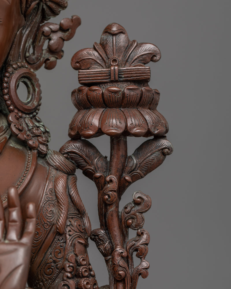 Manjushri Bodhicitta Prayer Practice Statue |  Buddhist Oxidized Copper Statue