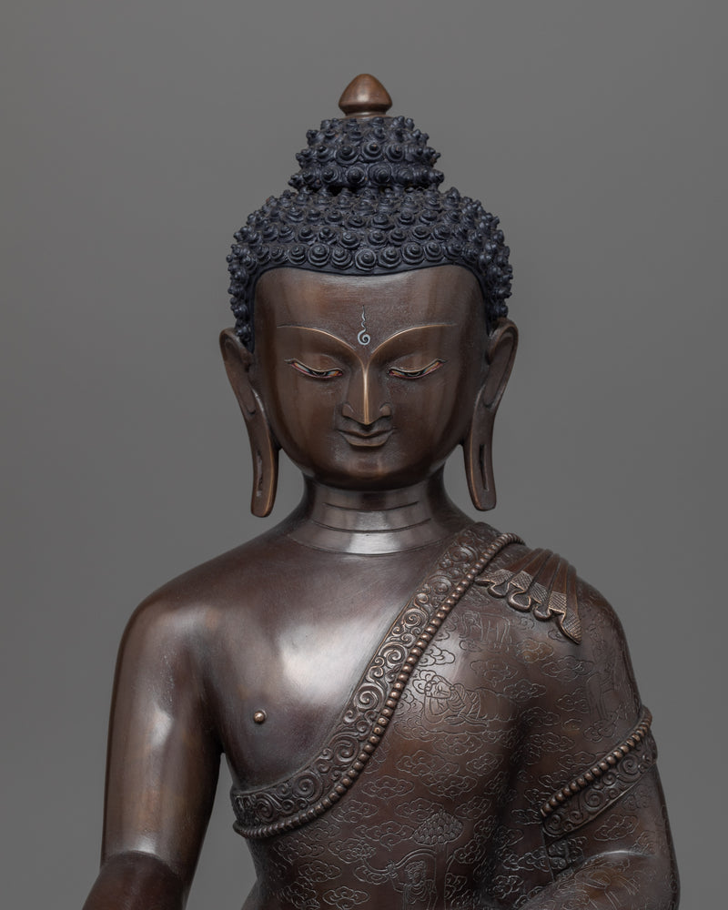 Tibetan Shakyamuni Buddha Statue | Buddhist Oxidized Copper Handmade in Nepal