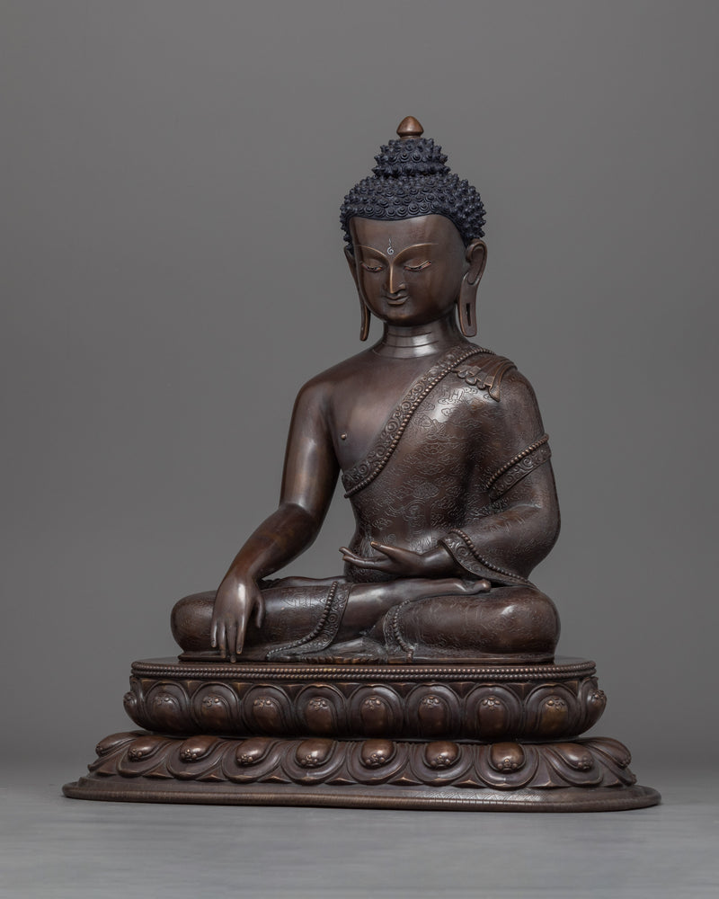 Tibetan Shakyamuni Buddha Statue | Buddhist Oxidized Copper Handmade in Nepal