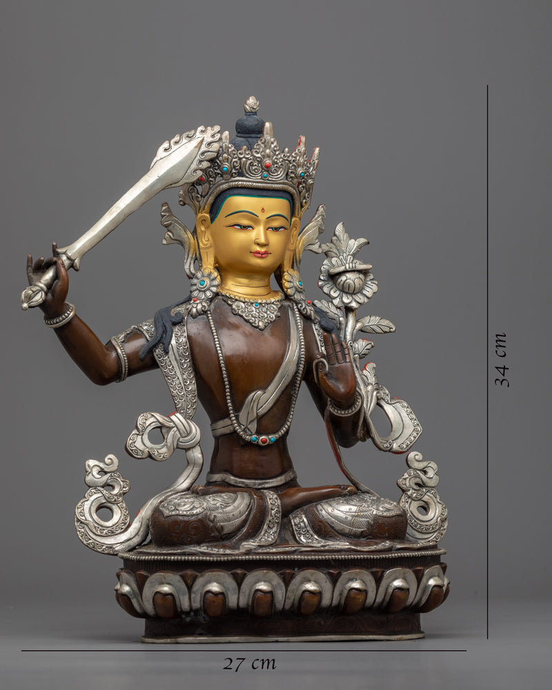 Manjushri Buddha Statue | Hand-Carved Bodhisattva of Wisdom Statue