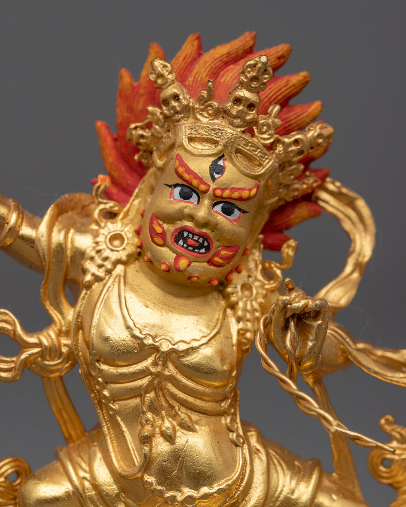 Machine Bodhisattva Vajrapani Sculpture |  Gold-Plated Tibetan Buddhist Art