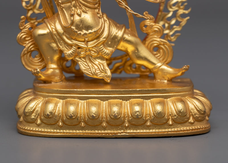 Machine Bodhisattva Vajrapani Sculpture |  Gold-Plated Tibetan Buddhist Art