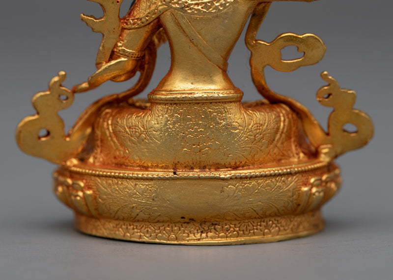 Machine-Made Manjushri Bodhisattva Statue | Buddhist Gold Gilded Copper Statue