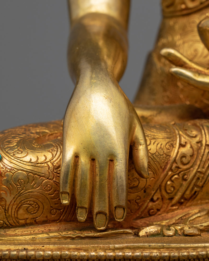 Shakyamuni Buddha Statue for Spiritual Healing | Gold Gilded Buddhist Artwork