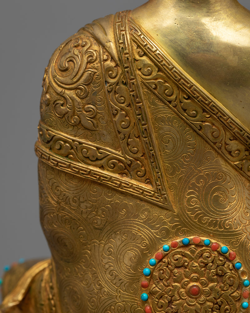 Shakyamuni Buddha Statue for Spiritual Healing | Gold Gilded Buddhist Artwork