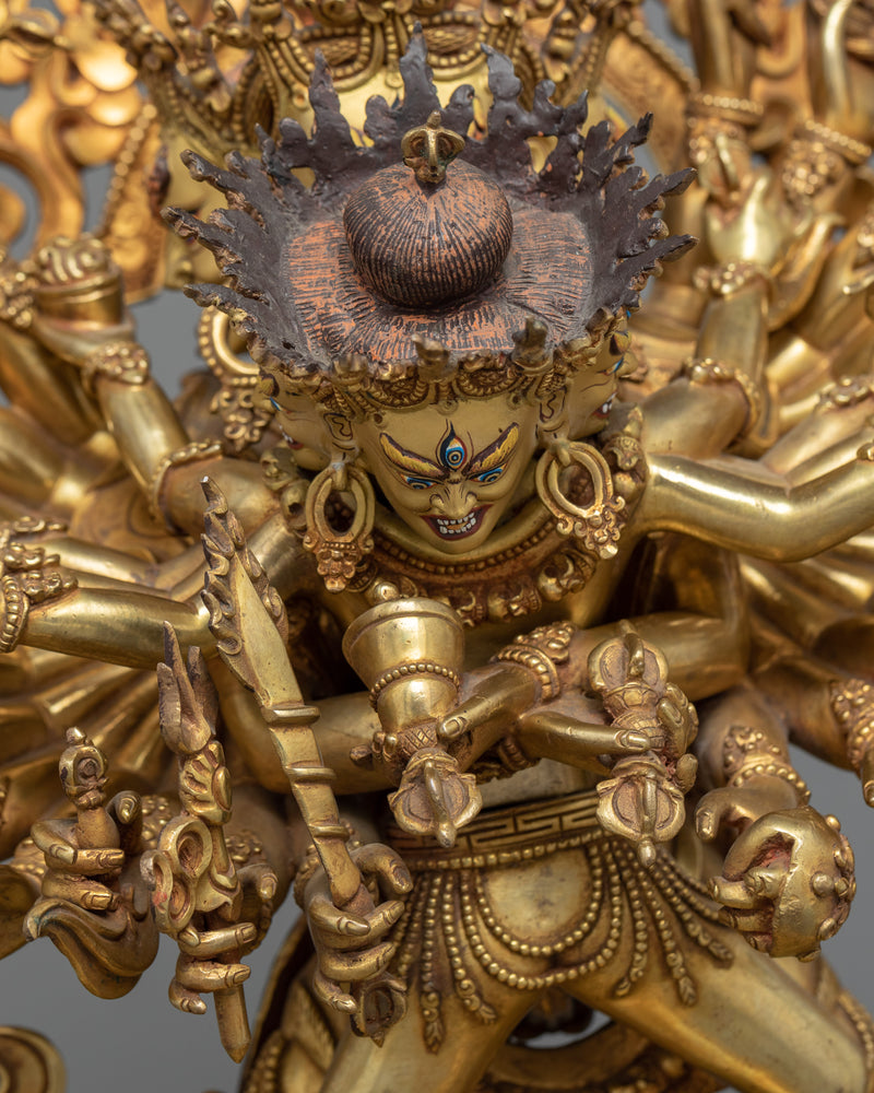 Buddhist Kalachakra Gold Gilded Statue |  Traditional Handcrafted Buddhist Art