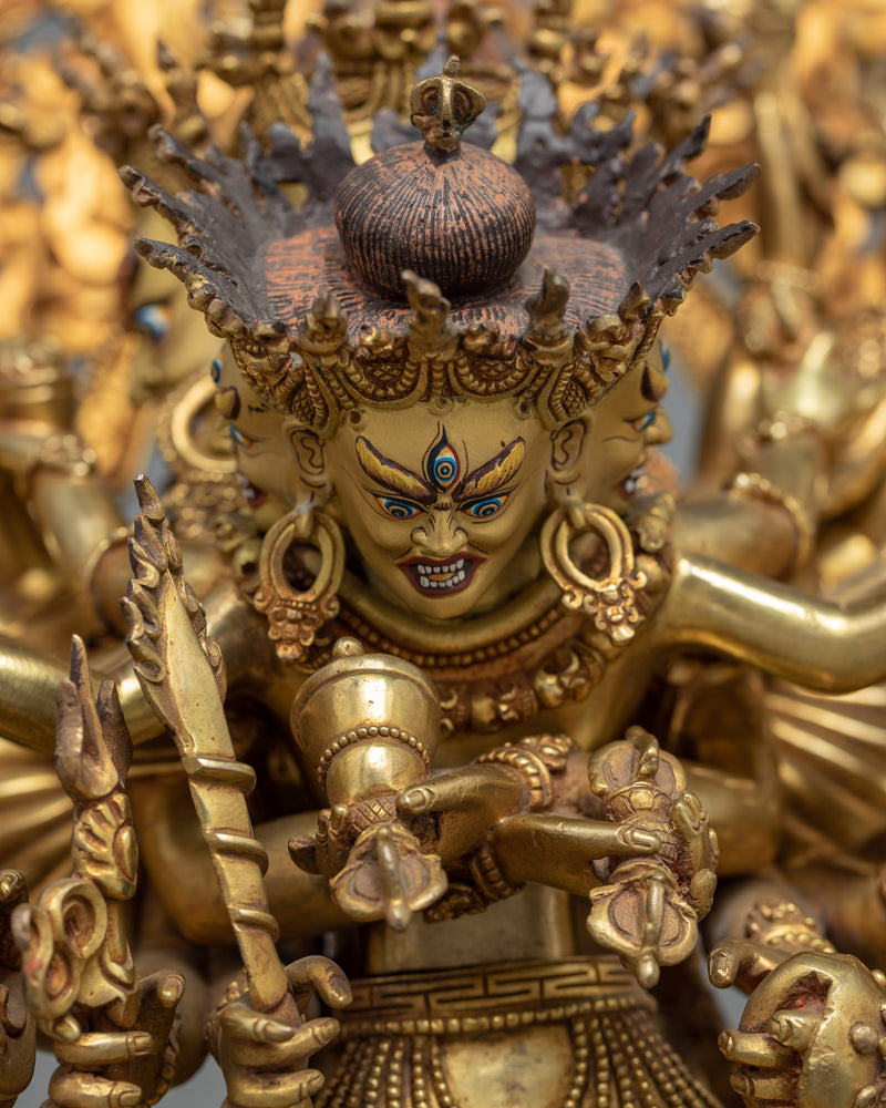 Buddhist Kalachakra Gold Gilded Statue |  Traditional Handcrafted Buddhist Art