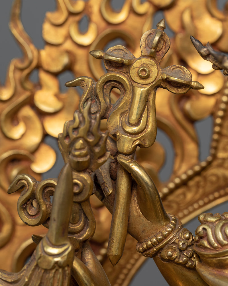 Buddhist Kalachakra Gold Gilded Statue |  Traditional Handcrafted Buddhist Art