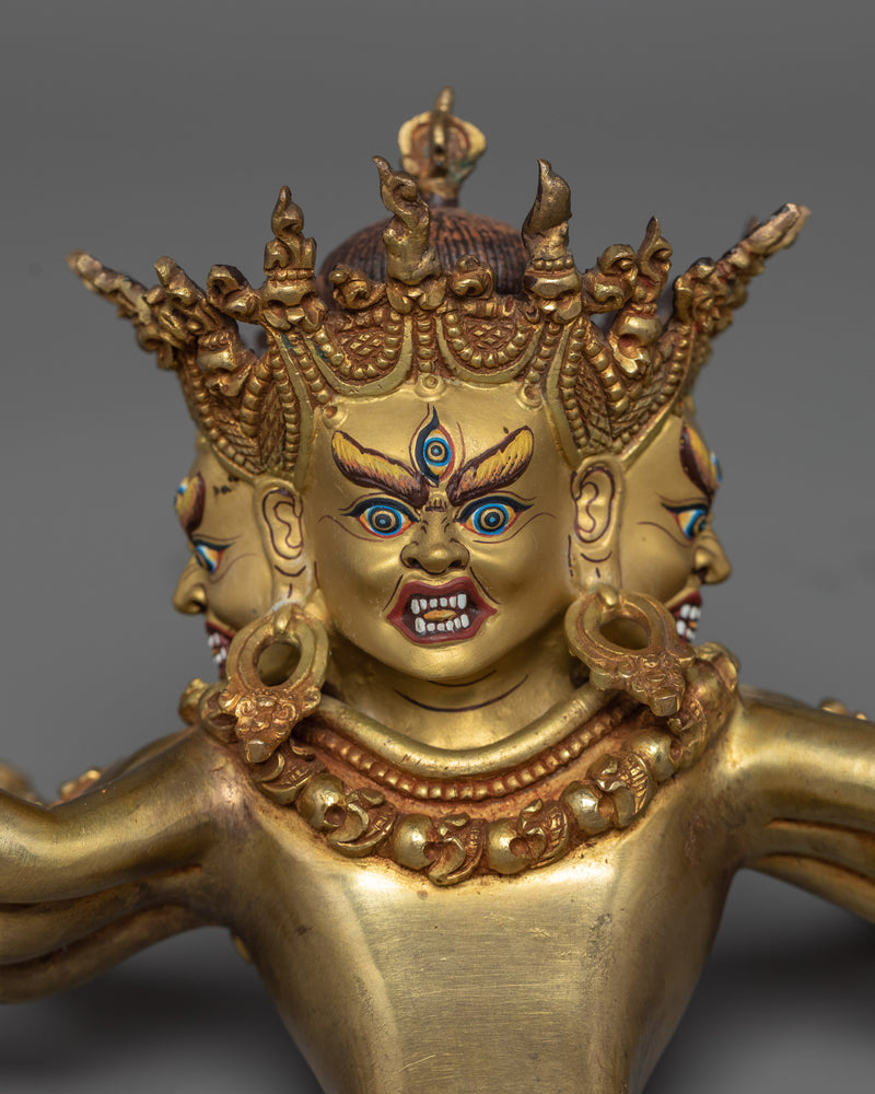 Buddhist Kalachakra Gold Gilded Statue |  Traditional Handcrafted Buddhist Art