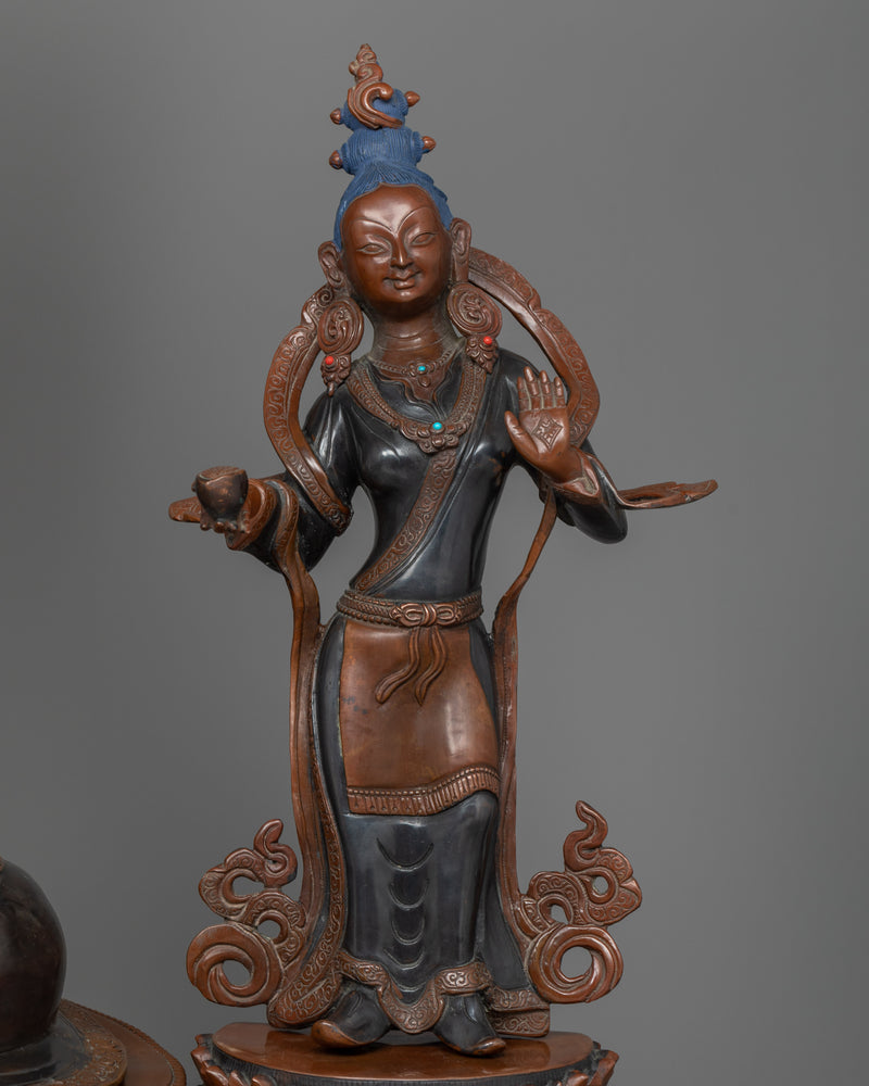 Guru Rinpoche Statue with Mandarva & Yeshe Tsogyal | Himalayan Buddhist Art