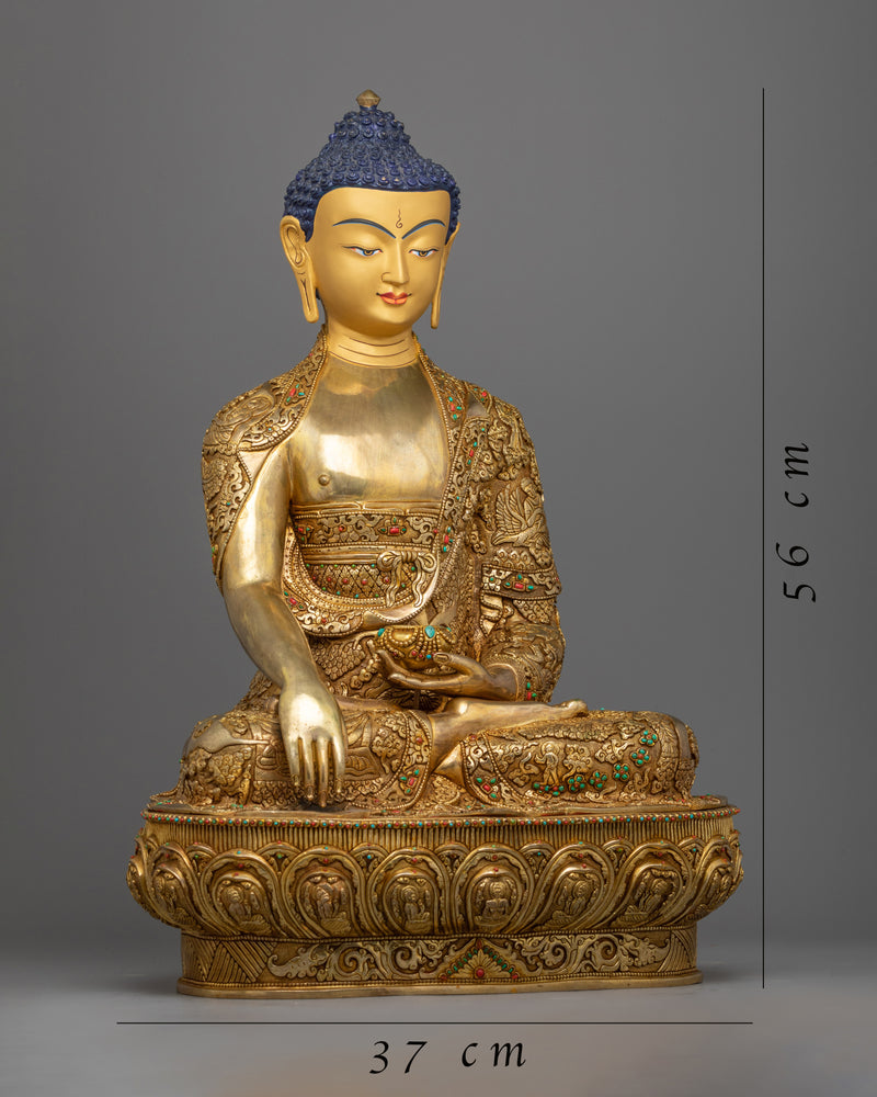 Buddha Shakyamuni Sculpture | Gold Gilded Traditional Buddhist Artwork