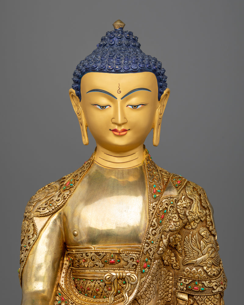 Buddha Shakyamuni Sculpture | Gold Gilded Traditional Buddhist Artwork