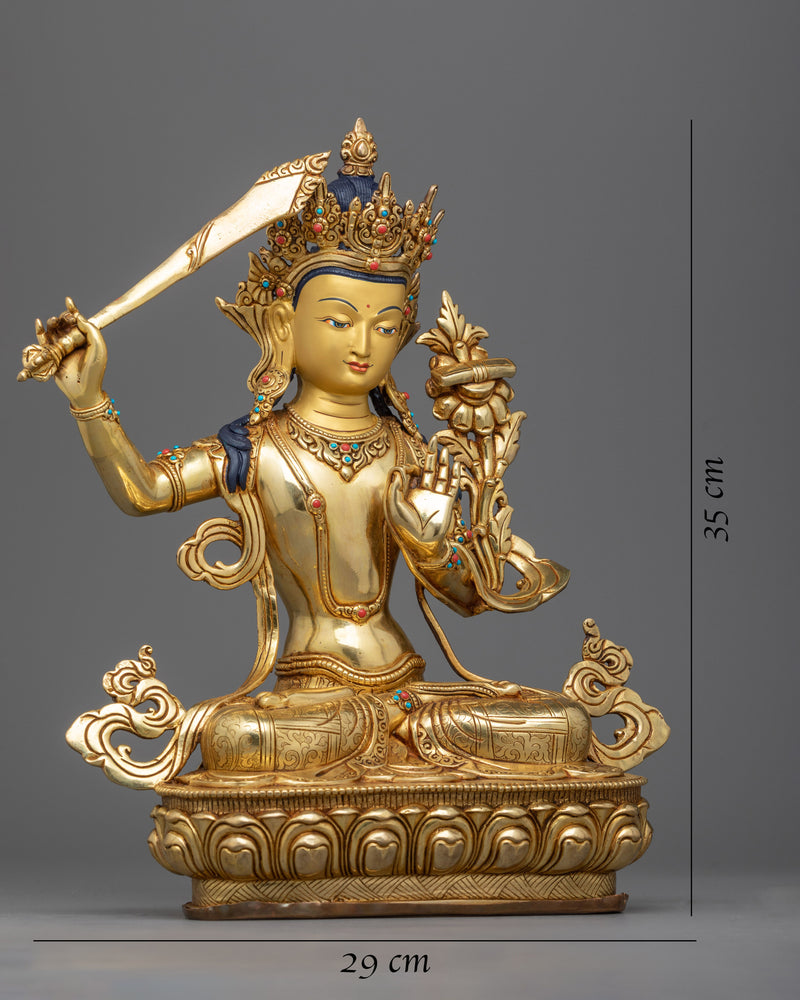 Discover the Enlightened Wisdom of Manjusri | Himalayan Handmade Copper Statue