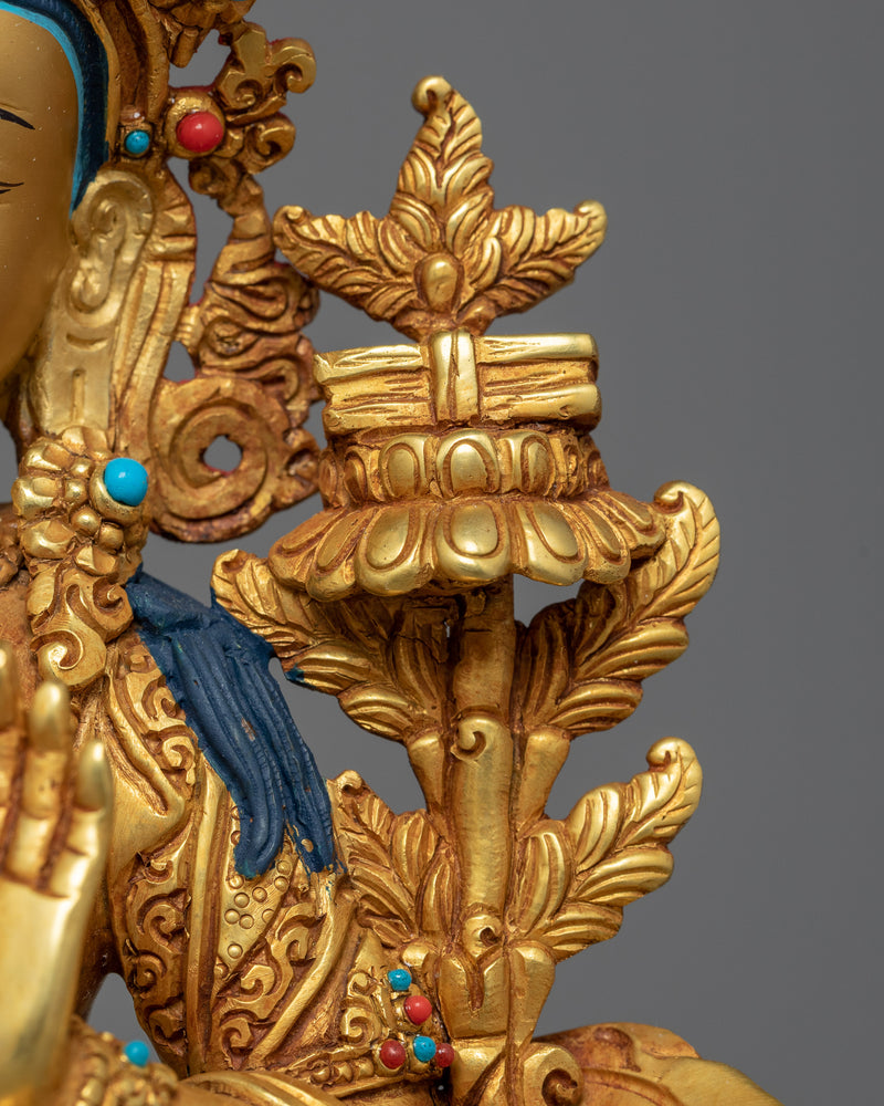 Manjushri Bodhisattva Wielding Fiery Sword Statue | Buddha-to-Be Manjushri Artwork