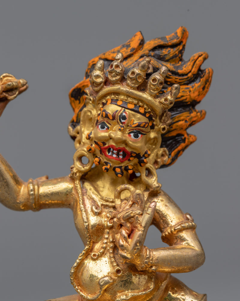 Gold Gilded Vajrapani Art |  Machine Made Buddhist Statue for Decoration