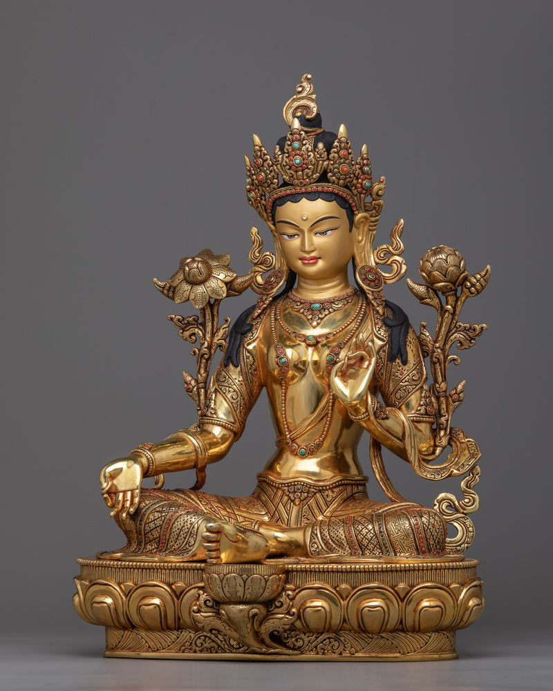 Green Tara Goddess Sculpture | Handmade in Nepal, Himalayan Buddhist Art