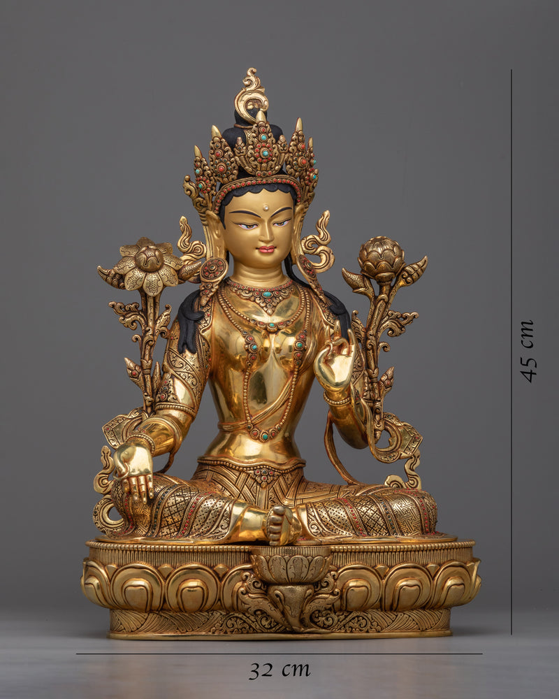 Green Tara Goddess Sculpture | Handmade in Nepal, Himalayan Buddhist Art