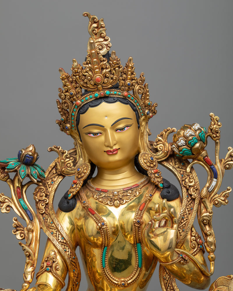 Green Tara Goddess Statue | Himalayan Hand Crafted Sculpture