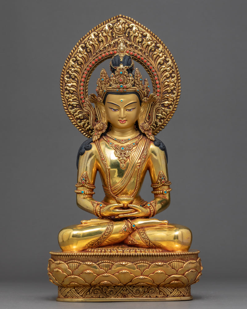 Three Buddha Crown Statue | Traditional Buddhist Set Sculpture