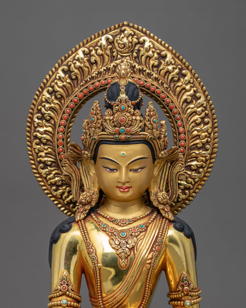 Three Buddha Crown Statue | Traditional Buddhist Set Sculpture