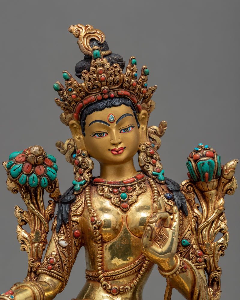 Green Tara Sculpture | Buddhist Mother Deity