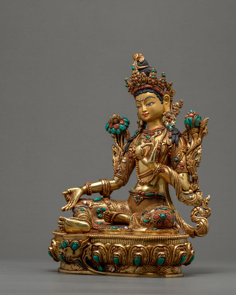 Green Tara Sculpture | Buddhist Mother Deity