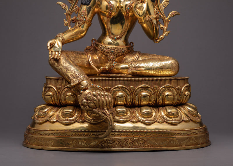 Green Tara Goddess, Large Buddhist Sculpture, A Sacred Statue of Himalayas