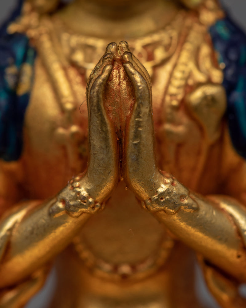 Chenrezig Sculpture Made by Machine | Gold Gilded Religious Statue